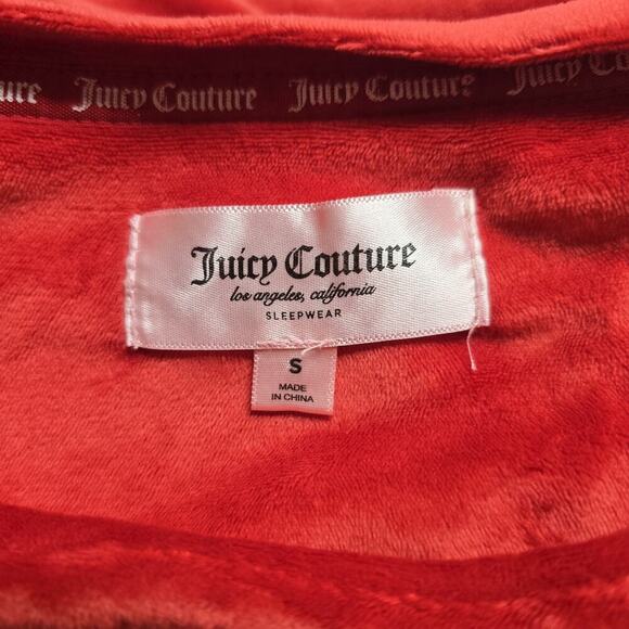 Juicy Couture Sleepwear Red Fuzzy Soft Long Sleeve Rhinestone Top Size Small - Picture 5 of 9